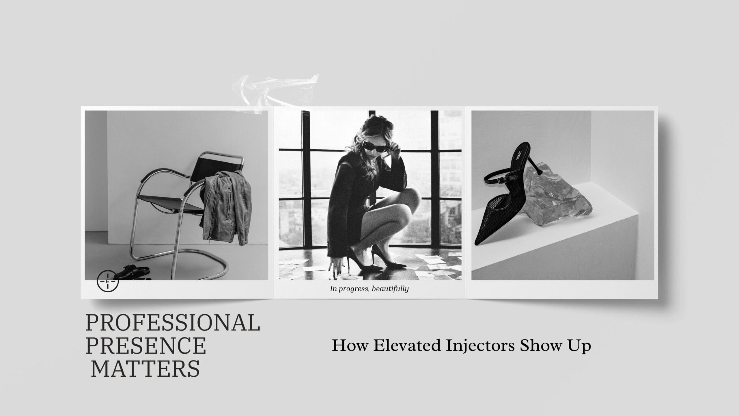 Editorial collage illustrating professional presence and how elevated injectors show up in aesthetics.