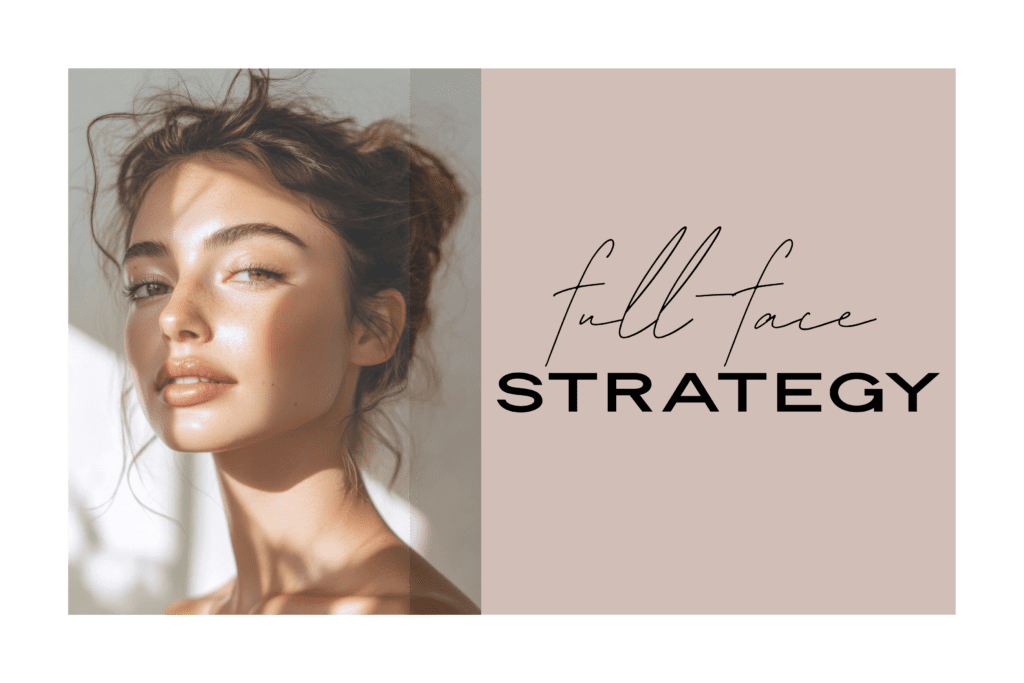 Editorial portrait illustrating full face aesthetic strategy, highlighting balanced facial features, skin quality, and natural enhancement.