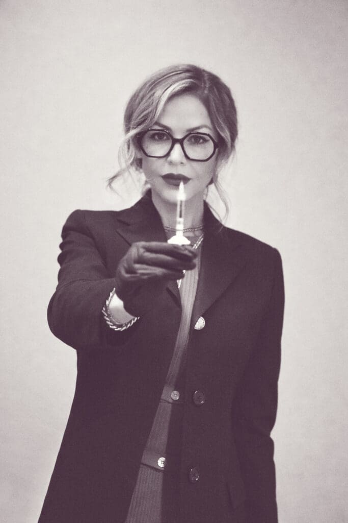 Wendy Jacobson, Élevé Collective founder, demonstrating confidence and mastery in advanced aesthetic injector training.